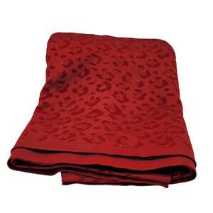 Animalistic Glamour: Red Cheetah Print Tablecloth w/ Gold Accents - 84" x 26"